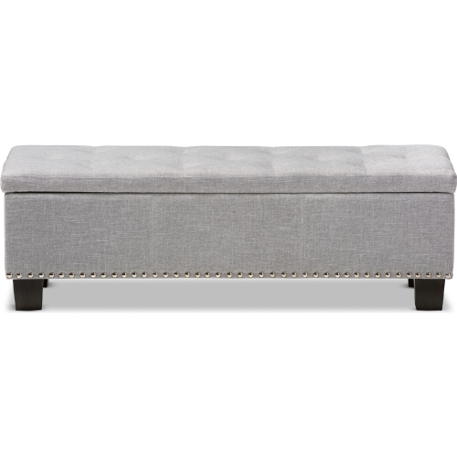 Hannah Storage Bench in Tufted Gray Beige Fabric